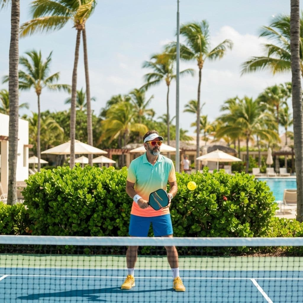 Group pickleball clinic on resort courts